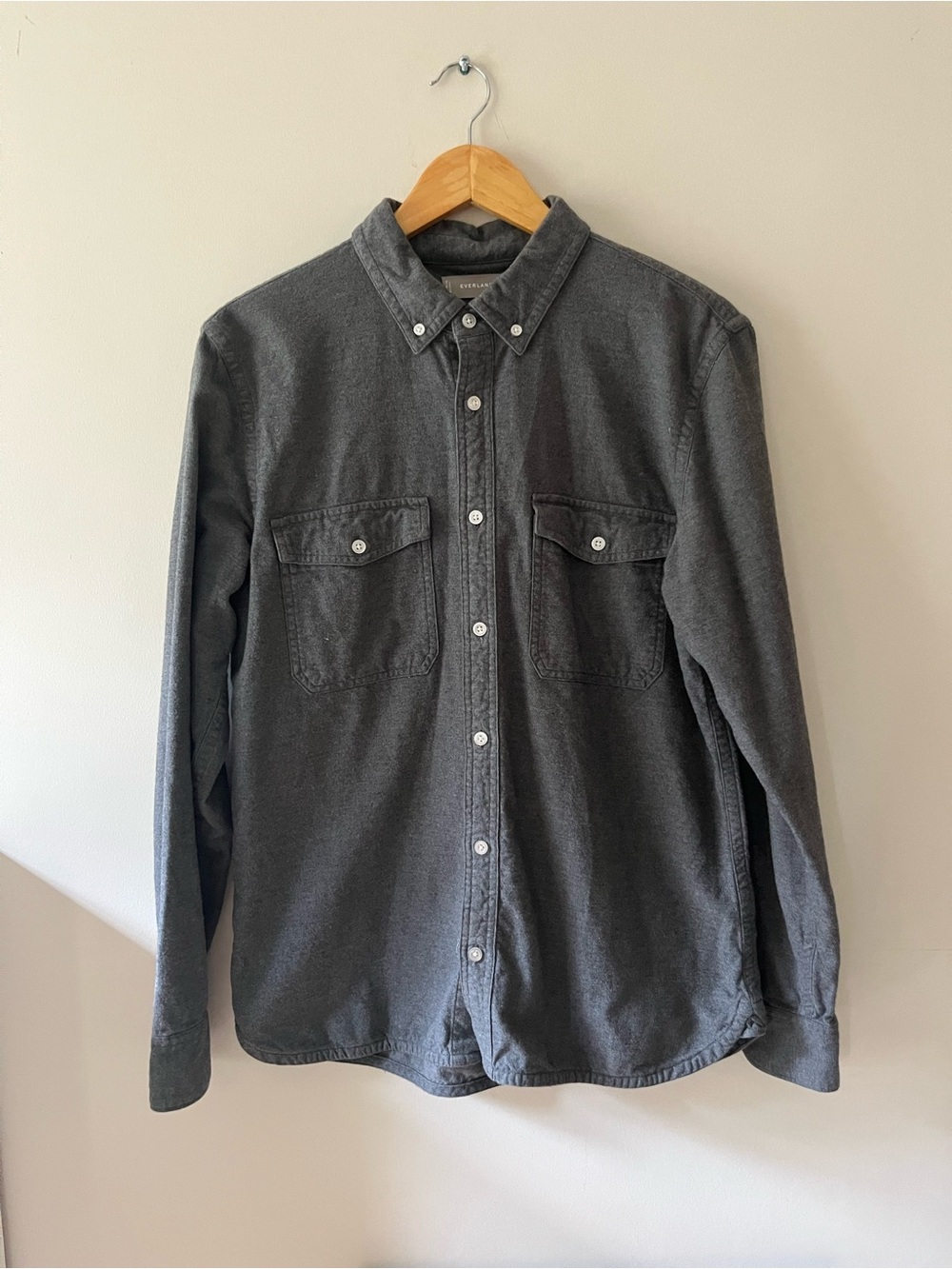 Everlane Men’s 100% Cotton Lightweight Heather Gray Button Up Shirt L